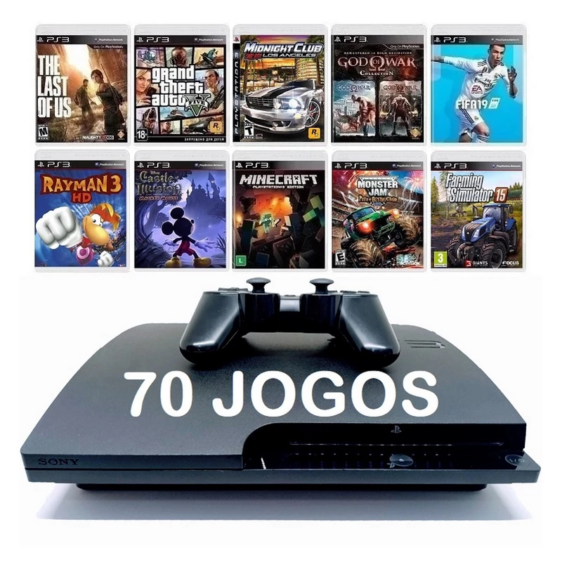 Ps3 Playstation 3 Com 72 Games Jogos Originais