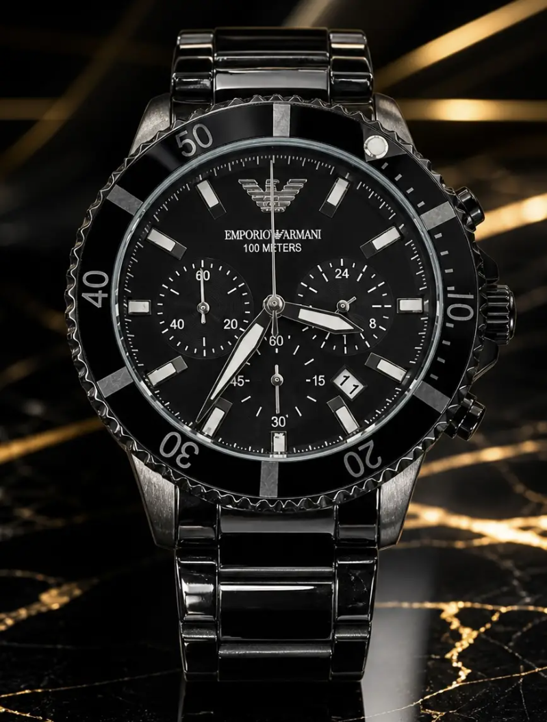 NOVIDADE EM PROMOÇÃO Relógio Arman All Black 100% Funcional Todo em Aço Inoxidável Luxo e Destaque + FRETE GRÁTIS