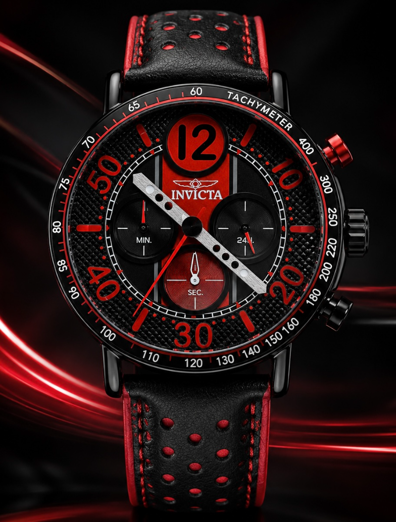 LANÇAMENTO Invicta Racing Chronograph  Preto Detalhes Vermelho Luxo e Sofisticação + FRETE GRÁTIS