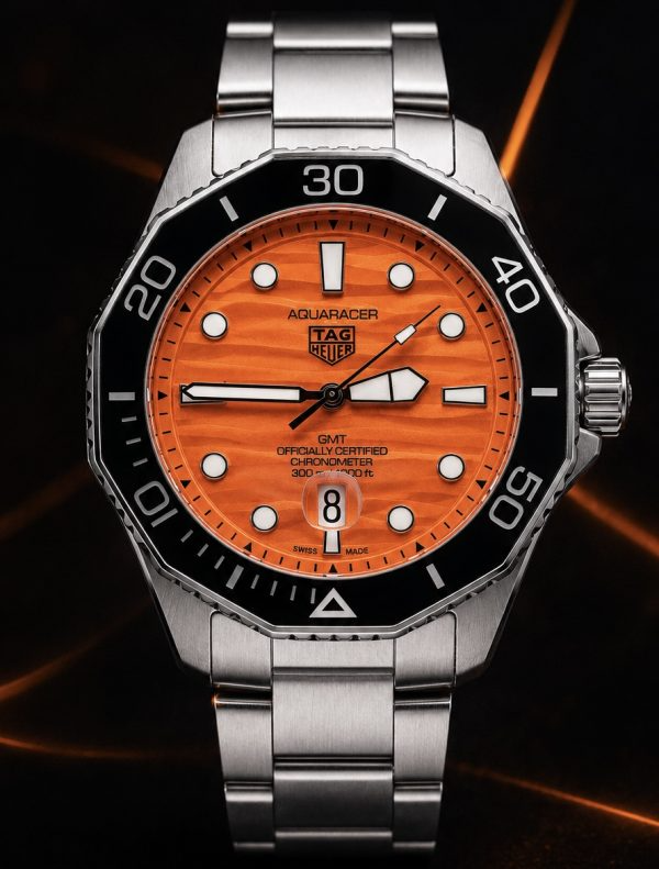 MEGA PROMOÇÃO Relógio Tag Aquaracer Professional Mostrador Laranja Aço Inox e Fundo de Vidro Luxo e Destaque + FRETE GRÁTIS
