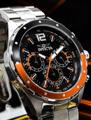 NOVIDADE Invicta Speedway Mostrador Aço Inox Mostrador Preto com Detalhes Laranja Luxo e Sofisticação + Frete Grátis