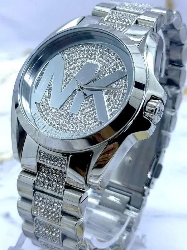 💎 MEGA PROMOÇÃO Relógio MK Prata Linha Diamante + Frete Grátis
