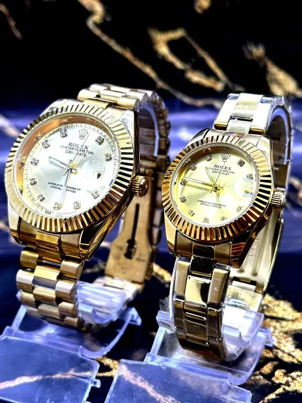 KIT CASAL LUXO ECONOMIA💎 RLX Dourado Masculino e Feminino + FRETE GRÁTIS (TEMPO LIMITADO) ✨