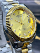 KIT CASAL LUXO ECONOMIA💎 RLX Prata Detalhes Dourado Masculino e Feminino + FRETE GRÁTIS (TEMPO LIMITADO) ✨