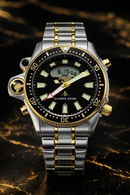 MEGA PROMOÇÃO Relógio Citize Promaster Aqualand Aço Inox Prata Detalhes Dourado Mostrador Preto 100% Funcional Digital e Analógico Luxo e Destaque + FRETE GRÁTIS