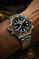 MEGA PROMOÇÃO Relógio Citize Promaster Aqualand Aço Inox Prata Detalhes Dourado Mostrador Preto 100% Funcional Digital e Analógico Luxo e Destaque + FRETE GRÁTIS