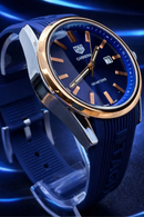 MEGA PROMOÇÃO Relógio Tag Carrera Pulseira Azul Caixa com Detalhes Bronze Extremamente Luxuoso e de Destaque + FRETE GRÁTIS