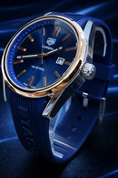 MEGA PROMOÇÃO Relógio Tag Carrera Pulseira Azul Caixa com Detalhes Bronze Extremamente Luxuoso e de Destaque + FRETE GRÁTIS