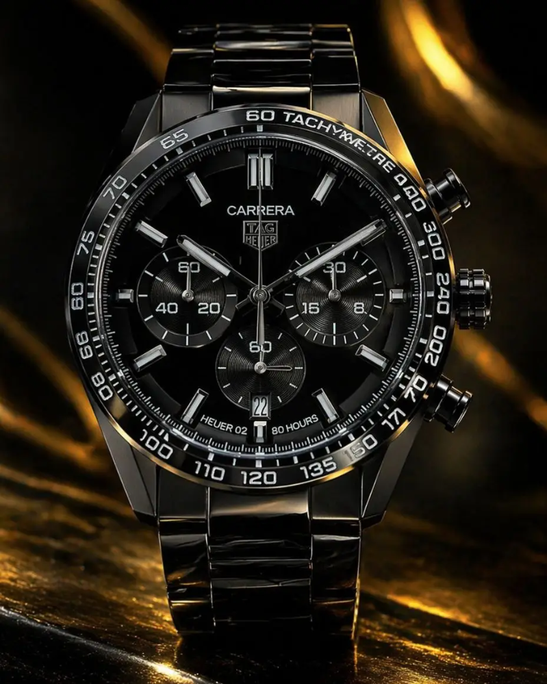 MEGA PROMOÇÃO Relógio Tag Carrera Todo Preto em Aço Inox Absurdamente Luxuoso e Sofisticado + FRETE GRÁTIS