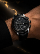 MEGA NOVIDADE COM PROMOÇÃO Relógio GC Preto Luxuoso Funcional Pulseira Couro Sofisticação e Destaque + FRETE GRÁTIS