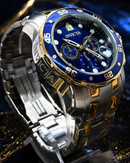 MEGA PROMOÇÃO Invicta Pro Diver Misto Prata Detalhes Dourado Mostrador Azul LinhA DIAMANTE + Frete Grátis