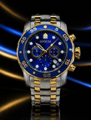 MEGA PROMOÇÃO Invicta Pro Diver Misto Prata Detalhes Dourado Mostrador Azul LinhA DIAMANTE + Frete Grátis