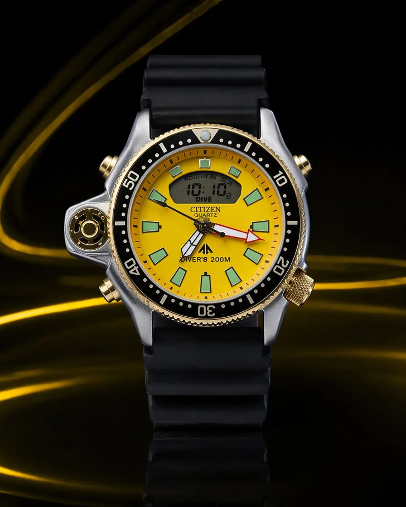 MEGA PROMOÇÃO Relógio Citize Promaster Aqualand Mostrador Amarelo 100% Funcional Digital e Analógico Luxo e Destaque + FRETE GRÁTIS