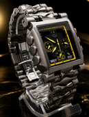 MEGA PROMOÇÃO Relógio Tank Minute Machine 100% Funcional Preto com Detalhes Amarelo Luxo e Destaque + FRETE GRÁTIS