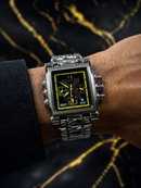MEGA PROMOÇÃO Relógio Tank Minute Machine 100% Funcional Preto com Detalhes Amarelo Luxo e Destaque + FRETE GRÁTIS