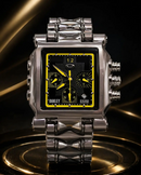 MEGA PROMOÇÃO Relógio Tank Minute Machine 100% Funcional Preto com Detalhes Amarelo Luxo e Destaque + FRETE GRÁTIS