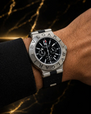 MEGA PROMOÇÃO Relógio BVG Diagono Titanium Pulseira Silicone Preta Caixa Prata 100% FUNCIONALLuxo e Destaque + FRETE GRÁTIS