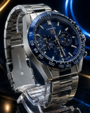 MEGA PROMOÇÃO Relógio Tag Carrera Prata Mostrador Azul em Aço Inox Absurdamente Luxuoso e Sofisticado + FRETE GRÁTIS