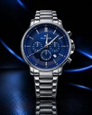 MEGA PROMOÇÃO Relógio TH Prata Mostrador Azul 100% Funcional Luxo e Destaque, Pura Sofisticação + Frete Grátis