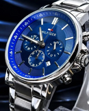 MEGA PROMOÇÃO Relógio TH Prata Mostrador Azul 100% Funcional Luxo e Destaque, Pura Sofisticação + Frete Grátis