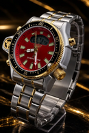 MEGA PROMOÇÃO Relógio Citize Promaster Aqualand Aço Inox Prata Detalhes Dourado Mostrador Vermelho 100% Funcional Digital e Analógico Luxo e Destaque + FRETE GRÁTIS