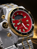 MEGA PROMOÇÃO Relógio Citize Promaster Aqualand Aço Inox Prata Detalhes Dourado Mostrador Vermelho 100% Funcional Digital e Analógico Luxo e Destaque + FRETE GRÁTIS