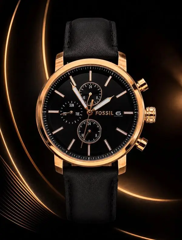 Relógio Fossil Rhett Original Ouro Rosa Mostrador Preto Luxo e Sofisticação + Frete Grátis