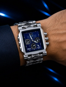 MEGA PROMOÇÃO Relógio Tank Minute Machine 100% Funcional Mostrador Azul Luxo e Destaque + FRETE GRÁTIS