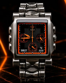 MEGA PROMOÇÃO Relógio Tank Minute Machine 100% Funcional Preto com Detalhes Laranja Luxo e Destaque + FRETE GRÁTIS