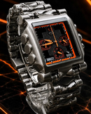 MEGA PROMOÇÃO Relógio Tank Minute Machine 100% Funcional Preto com Detalhes Laranja Luxo e Destaque + FRETE GRÁTIS
