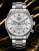 MEGA PROMOÇÃO Relógio Tag Carrera 42mm Prata Mostrador Branco em Aço Inox Luxuoso e Sofisticado + FRETE GRÁTIS