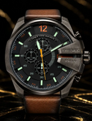 MEGA PROMOÇÃO 10bar Pulseira em Couro Legítimo Marrom Caixa Aço Inox Preto 100% Funcional + Luxo e Destaque + FRETE GRÁTIS