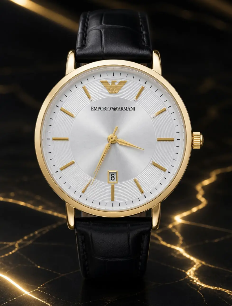 MEGA NOVIDADE COM PROMOÇÃO Relógio Arman Social Luxuoso 100% Funcional Pulseira Couro Preta Luxo e Destaque + FRETE GRÁTIS