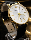 MEGA NOVIDADE COM PROMOÇÃO Relógio Arman Social Luxuoso 100% Funcional Pulseira Couro Preta Luxo e Destaque + FRETE GRÁTIS